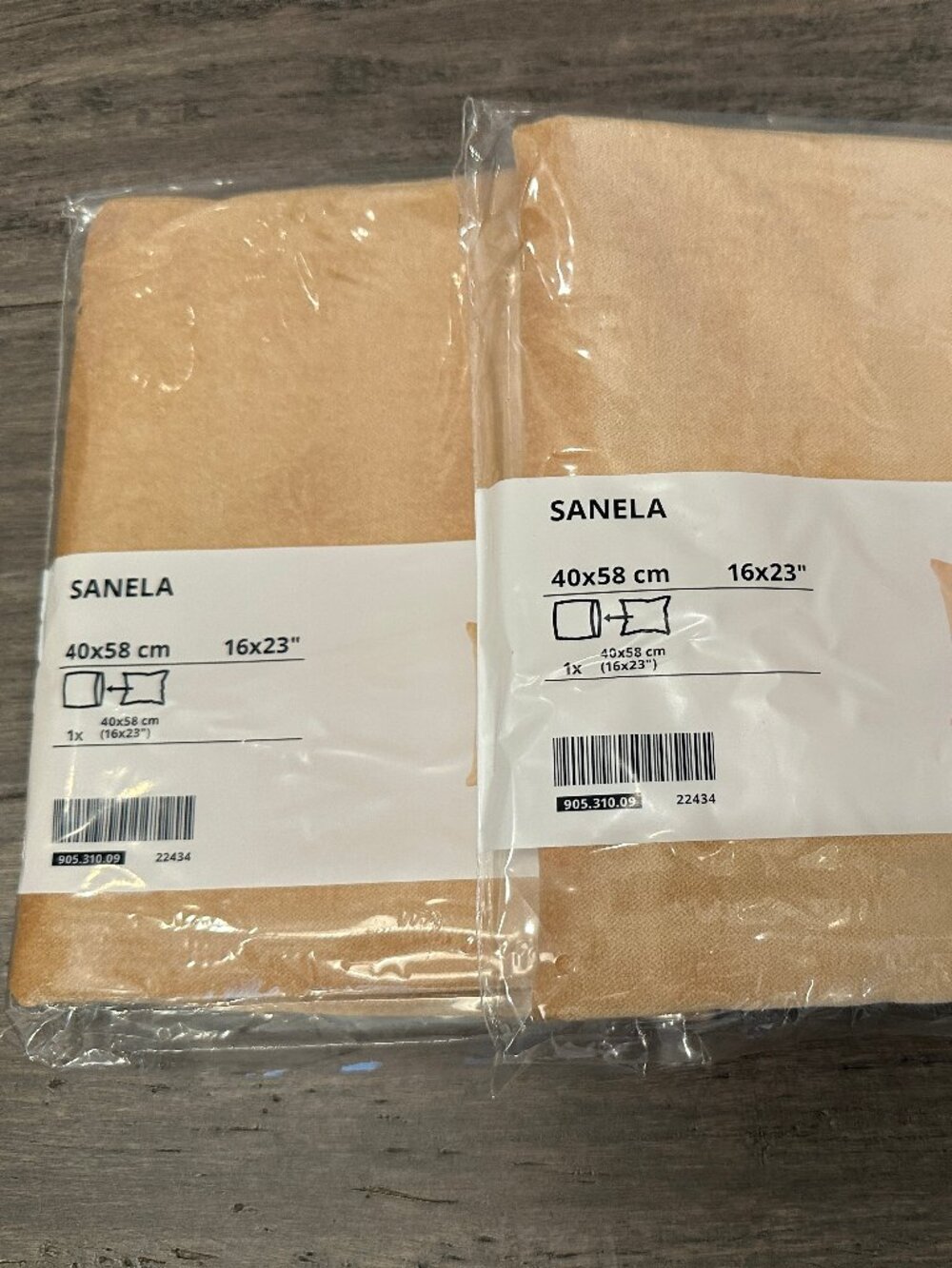 Lot of 2 - NEW IKEA SANELA Cushion Cover Yellow-beige Velvet 16x23" 905.310.09